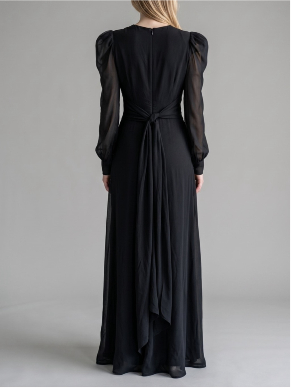 Ronny Kobo Bernadette Long Sleeved Attached Wrap Maxi Gown - Picture 3 of 13